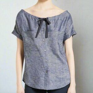 Theory Velvela Chambray Shirt In Deep Denim M
